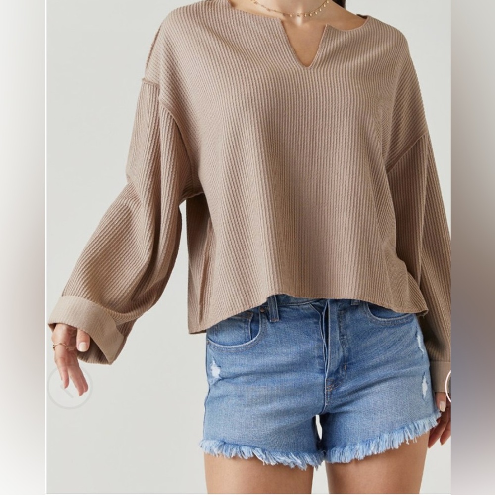 Francesca's Mi Ami Oversized Ribbed Lightweight Top Women’s Size Large - Picture 4 of 8